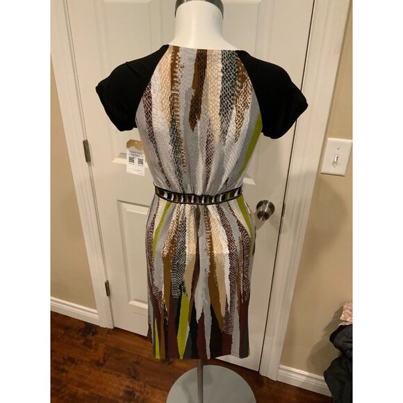 BCBG Max Azria "Ariana" Snakeskin Striped Twisted Dress w/ Cap Sleeves, Size XS - Picture 6 of 7